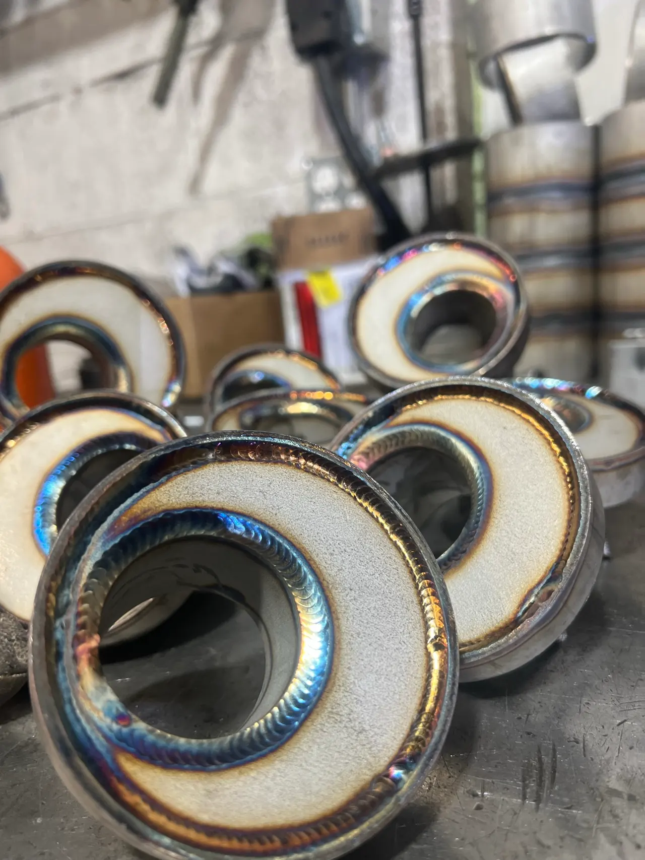 Several stainless steel fabricated assemblies with flanged connections
